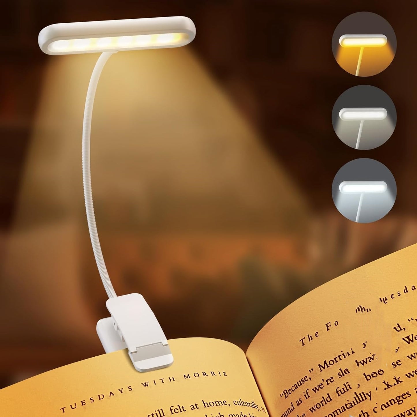 14 LEDs Book Light USB Rechargeable Flexible Easy Clip Reading Light