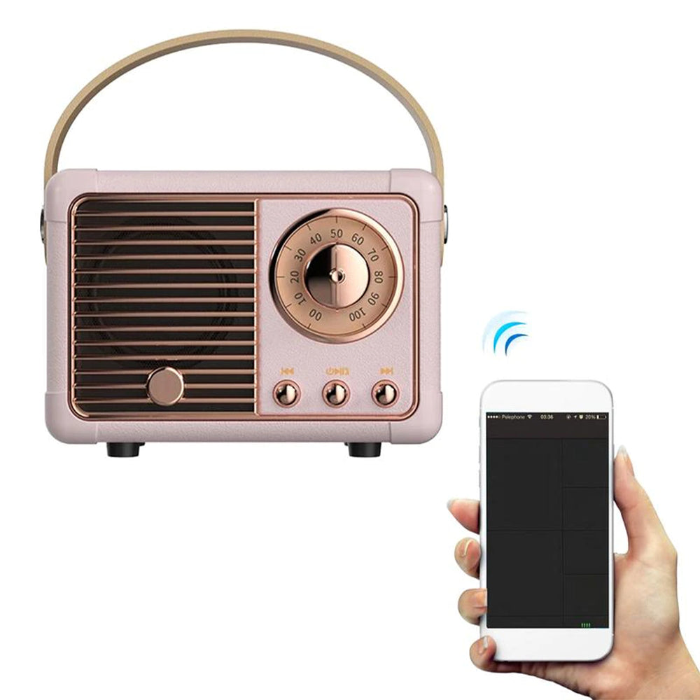 Retro Wireless Mini Bluetooth Speaker Vintage Décor for iPhone Android - USB Rechargeable