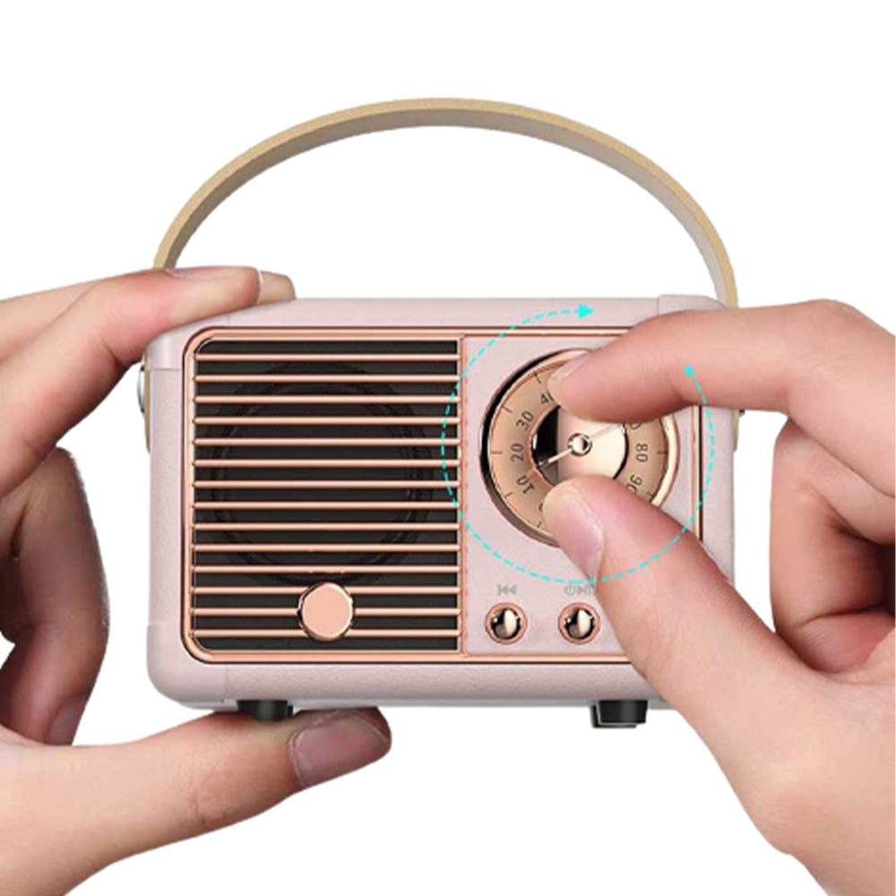 Retro Wireless Mini Bluetooth Speaker Vintage Décor for iPhone Android - USB Rechargeable