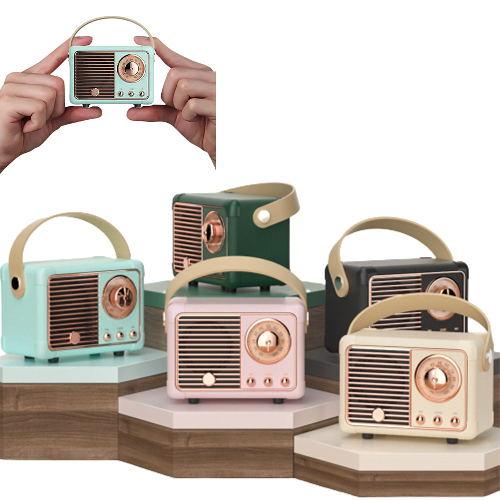 Retro Wireless Mini Bluetooth Speaker Vintage Décor for iPhone Android - USB Rechargeable