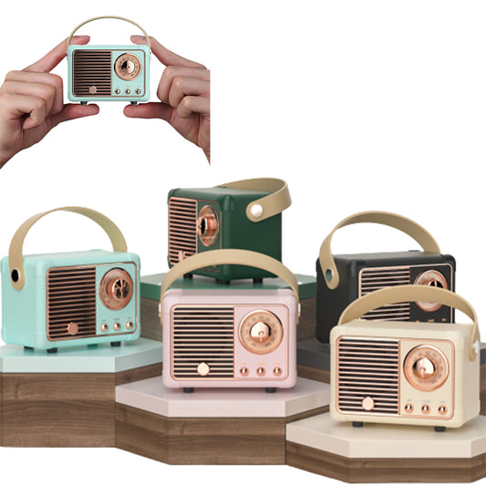Retro Wireless Mini Bluetooth Speaker Vintage Décor for iPhone Android - USB Rechargeable