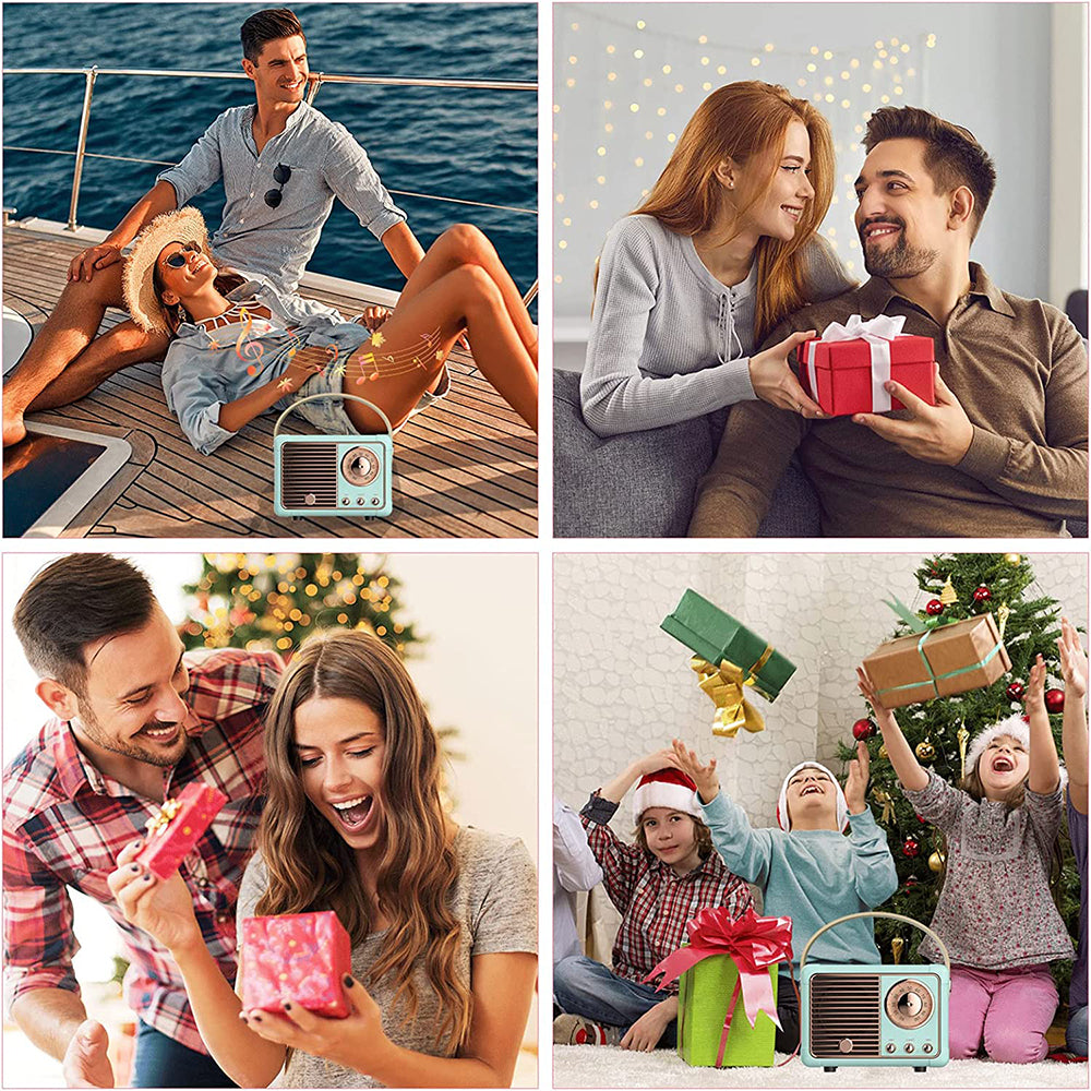 Retro Wireless Mini Bluetooth Speaker Vintage Décor for iPhone Android - USB Rechargeable