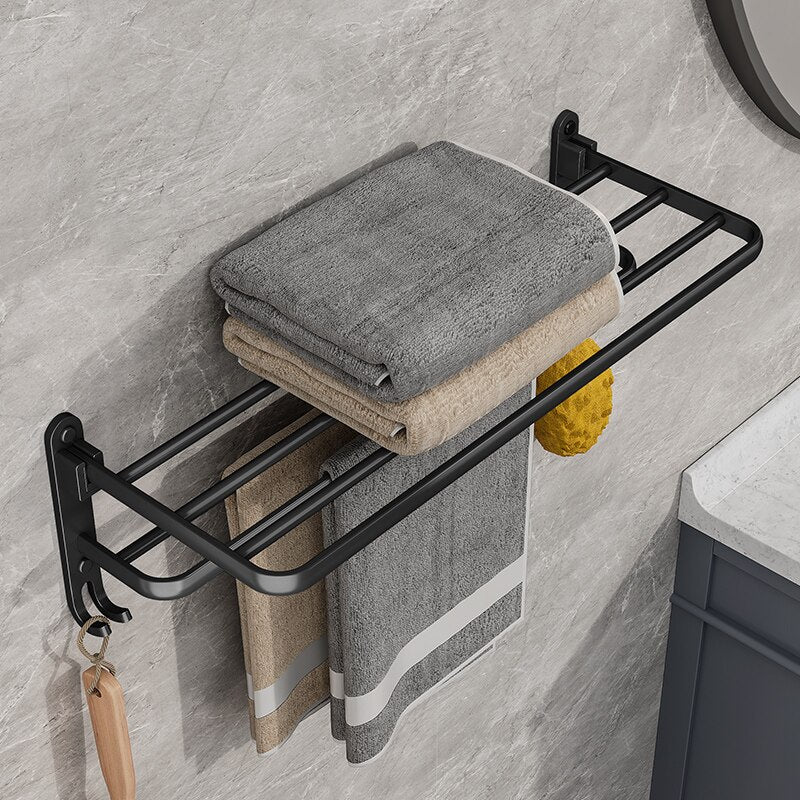 Wall Mount Foldable Aluminum Towel Rack