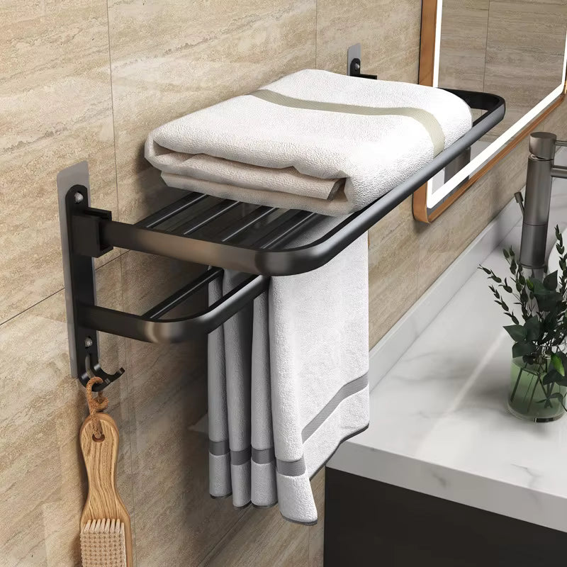 Wall Mount Foldable Aluminum Towel Rack