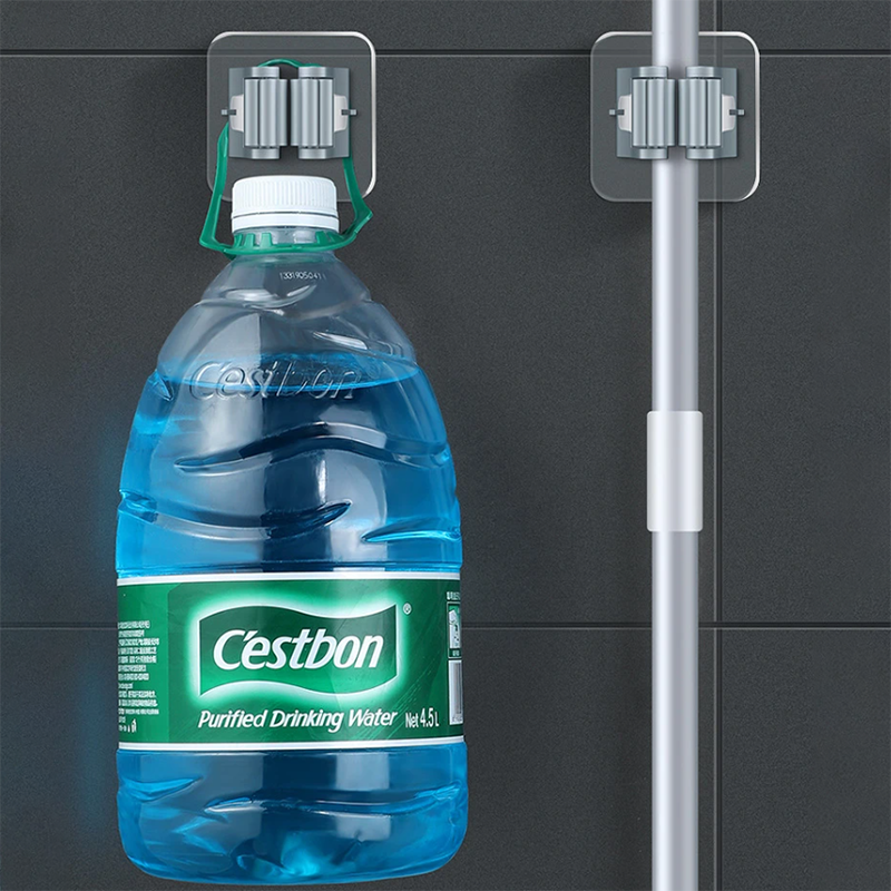 4pcs Wall-Mounted Waterproof Mop Storage Rack Broom Hanger Hooks