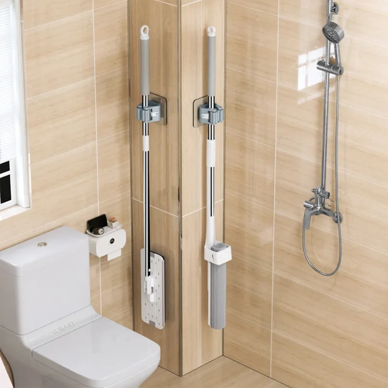 4pcs Wall-Mounted Waterproof Mop Storage Rack Broom Hanger Hooks