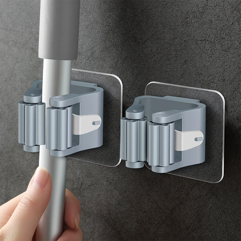 4pcs Wall-Mounted Waterproof Mop Storage Rack Broom Hanger Hooks