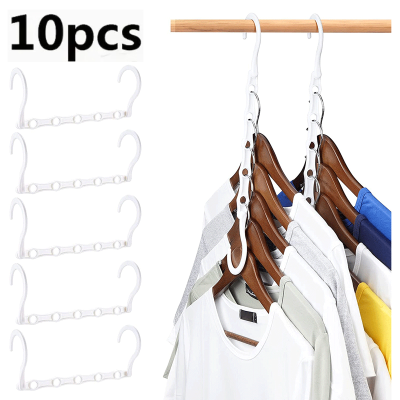 10 Pcs Space Saving Magic Hangers Plastic Clothes Organizer For Small Closet