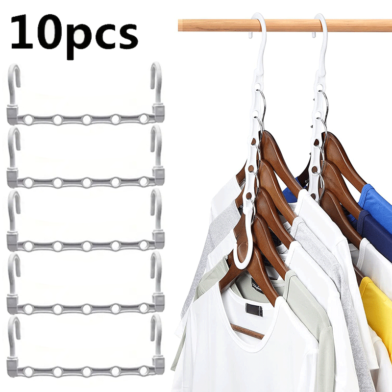 10 Pcs Space Saving Magic Hangers Plastic Clothes Organizer For Small Closet