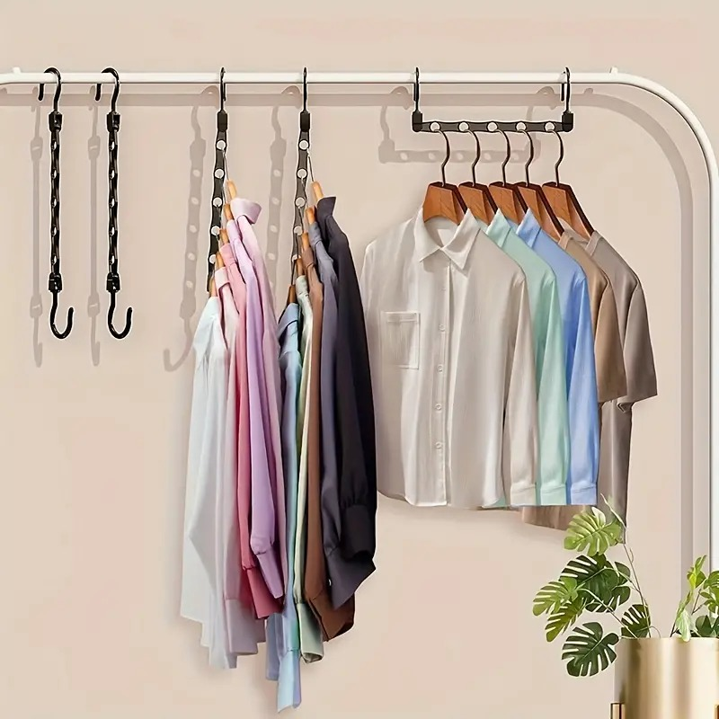 10 Pcs Space Saving Magic Hangers Plastic Clothes Organizer For Small Closet