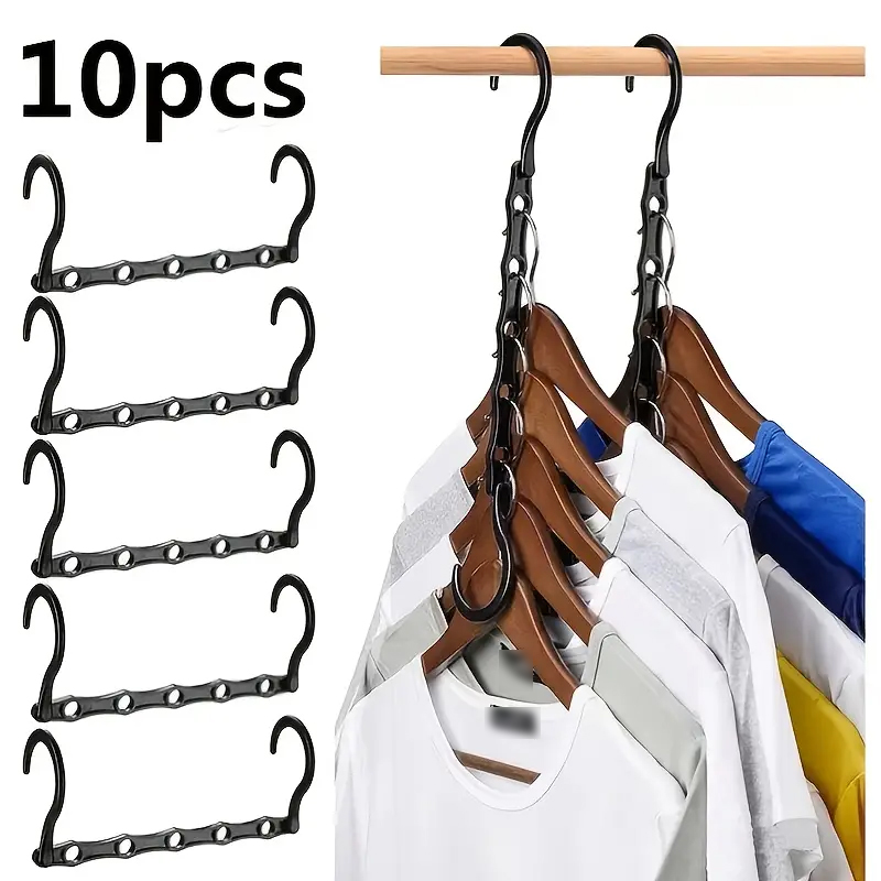 10 Pcs Space Saving Magic Hangers Plastic Clothes Organizer For Small Closet