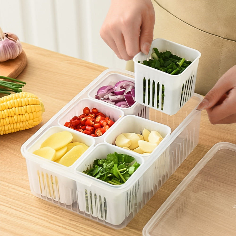Refrigerator Storage Box 4 and 6 Grids Food Vegetable Fruit