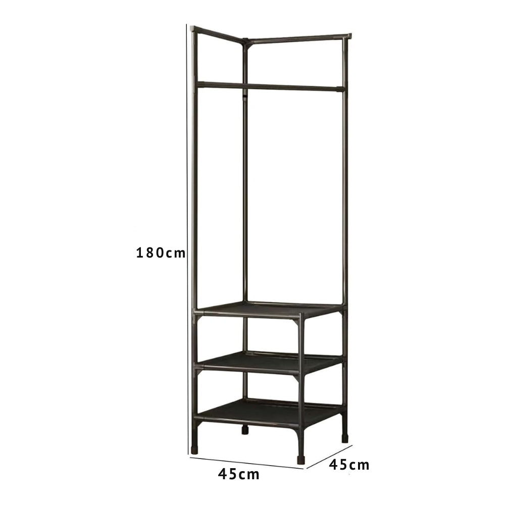 Multifunction Multi-Layer Floor Standing Corner Hanger Clothing Storage Shelf