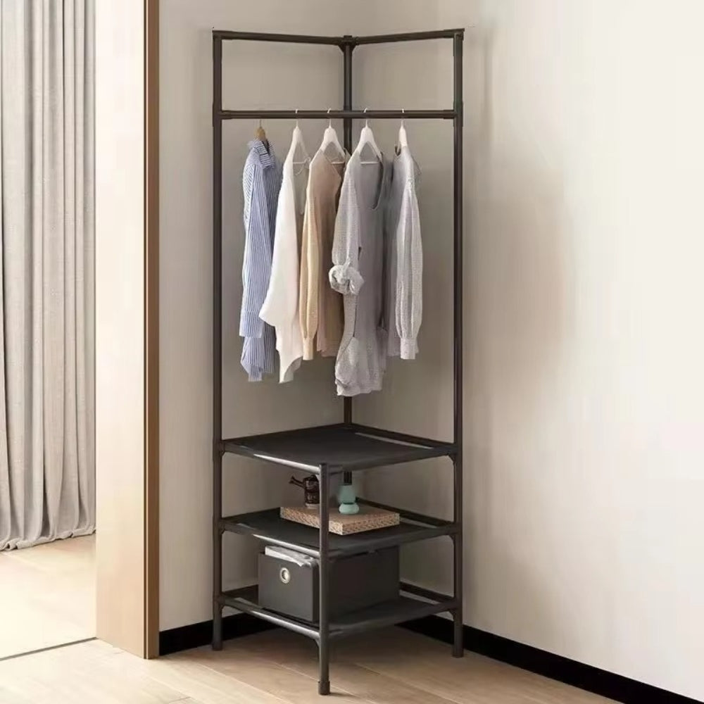 Multifunction Multi-Layer Floor Standing Corner Hanger Clothing Storage Shelf