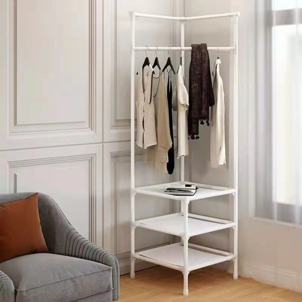 Multifunction Multi-Layer Floor Standing Corner Hanger Clothing Storage Shelf