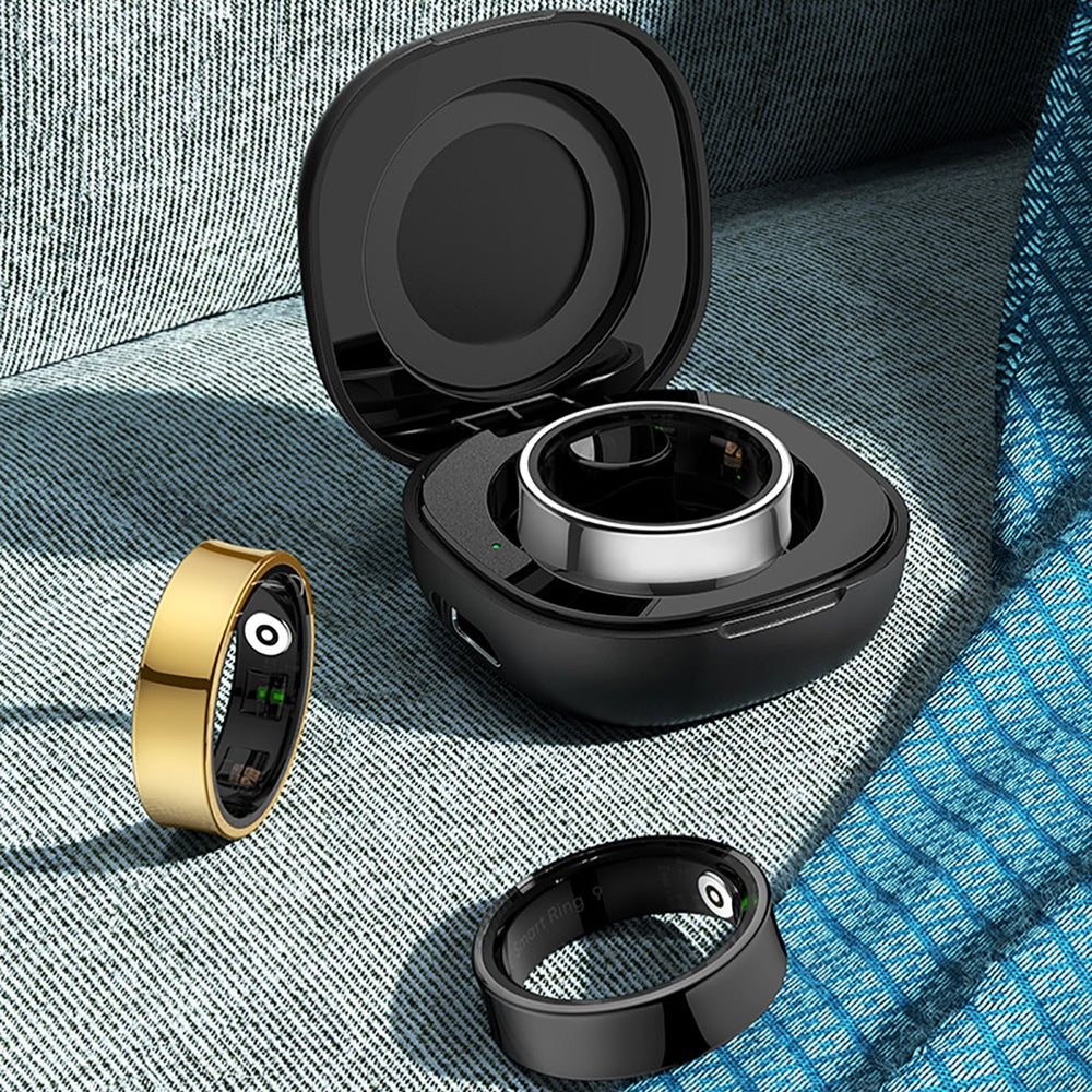 5ATM Waterproof Health Monitor Smart Ring with Charging Case