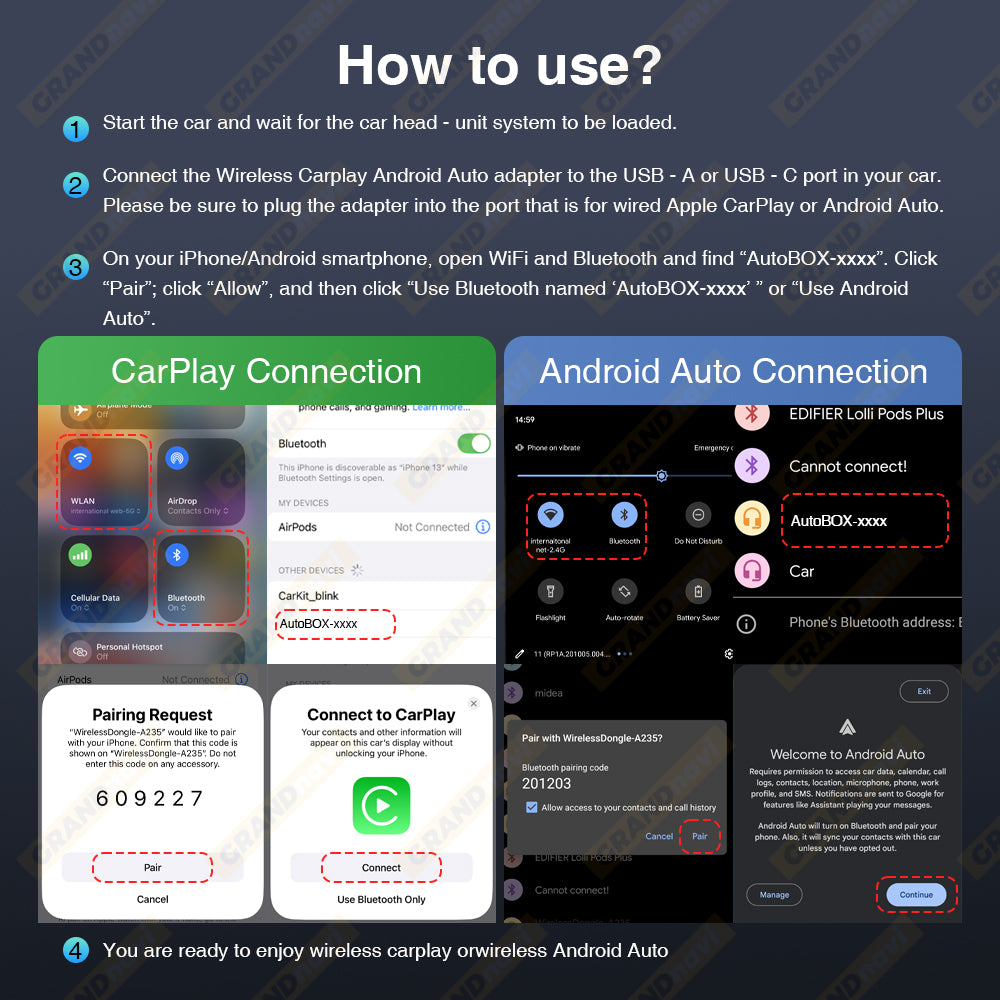 Wireless CarPlay/Android Auto Adapter - Plug and Play